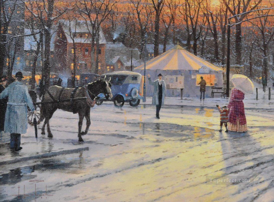 Town Square detail TK Christmas Oil Paintings